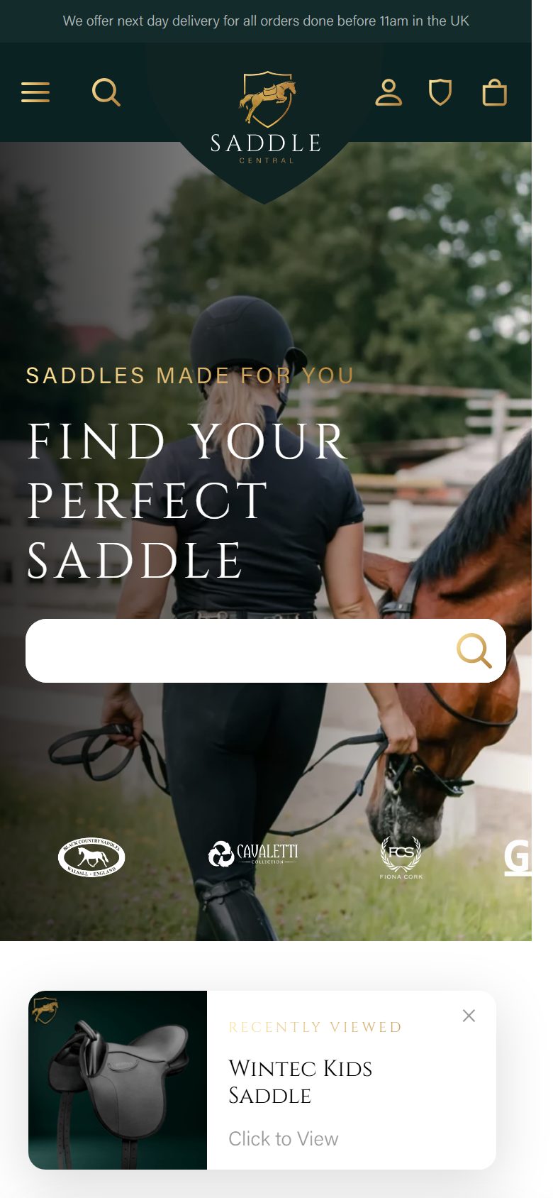 Current saddlecentral.co.uk on mobile