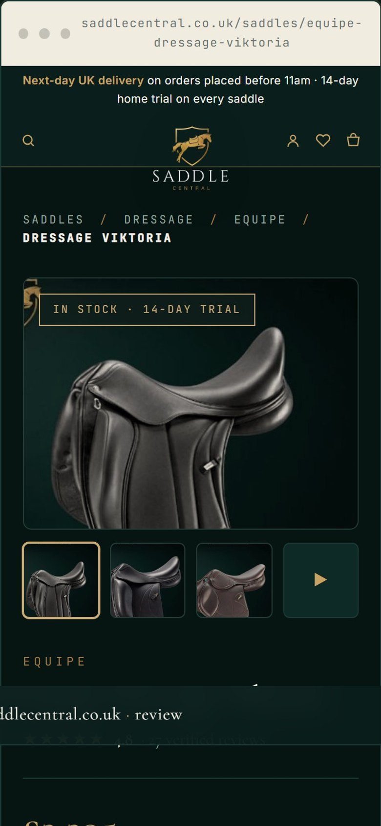 Proposed product page on mobile